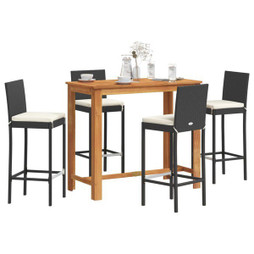 vidaXL 3295278 - 5 Piece Garden Bar Set Solid Wood Acacia and Poly Rattan