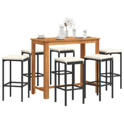 vidaXL 3295286 - 7 Piece Garden Bar Set Solid Wood Acacia and Poly Rattan