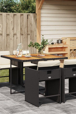 vidaXL 3277850 - 5 Piece Garden Dining Set with Cushions Poly Rattan