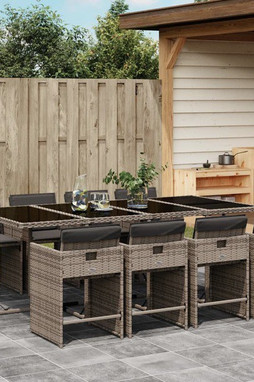 vidaXL 3277867 - 9 Piece Garden Dining Set with Cushions Poly Rattan