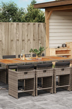 vidaXL 3277873 - 9 Piece Garden Dining Set with Cushions Poly Rattan