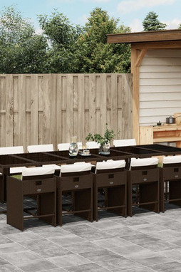 vidaXL 3277892 - 13 Piece Garden Dining Set with Cushions Poly Rattan