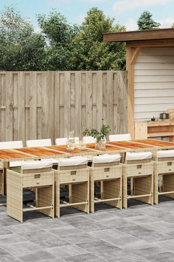 vidaXL 3277899 - 13 Piece Garden Dining Set with Cushions Poly Rattan