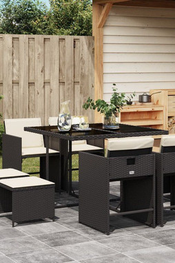 vidaXL 3277901 - 9 Piece Garden Dining Set with Cushions Poly Rattan