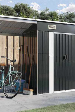 vidaXL 364526 - Abri de jardin avec toit prolongé anthracite 277x110,5x181 cm