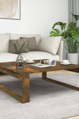 vidaXL 815999 - Coffee Table Smoked Oak 100x100x35 cm Engineered Wood