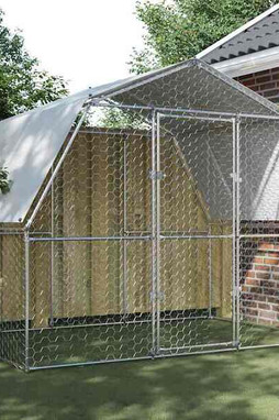 vidaXL 3294910 - Chicken Cage with Roof and Door Galvanised Steel
