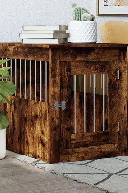 vidaXL 838320 - Dog Crate Furniture Smoked Oak 55x75x65 cm Engineered Wood