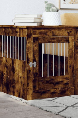 vidaXL 838334 - Dog Crate Furniture Smoked Oak 64.5x80x71 cm Engineered Wood