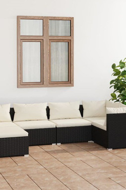 vidaXL 3101807 - 6 Piece Garden Lounge Set with Cushions Poly Rattan