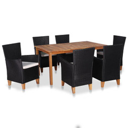 vidaXL 44101 - 7 Piece Outdoor Dining Set Poly Rattan Black and Brown