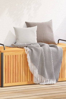 vidaXL 367609 - Outdoor Cushion Box 110x45x42/53 cm Solid Wood Acacia and Steel