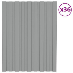 vidaXL 317190 - Roof Panels 36 pcs Galvanised Steel Grey 60x45 cm