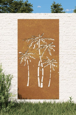 vidaXL 824485 - Garden Wall Decoration 105x55 cm Corten Steel Palm Tree Design