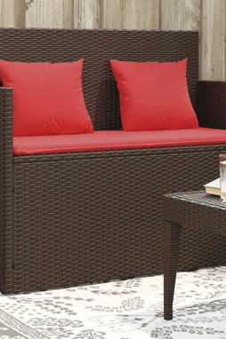 vidaXL 365768 - Garden Bench with Cushions Poly Rattan