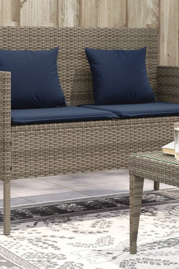 vidaXL 365777 - Garden Bench with Cushions Poly Rattan