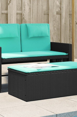 vidaXL 365825 - Reclining Garden Bench with Cushions Black Poly Rattan
