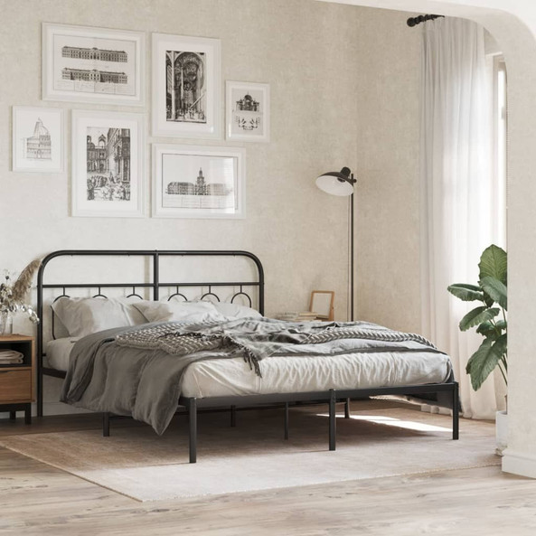 vidaXL 377119 - Metal Bed Frame without Mattress with Headboard 150x200cm
