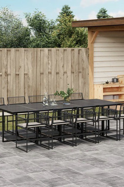vidaXL 3295026 - 11 Piece Garden Dining Set with Cushions Poly Rattan