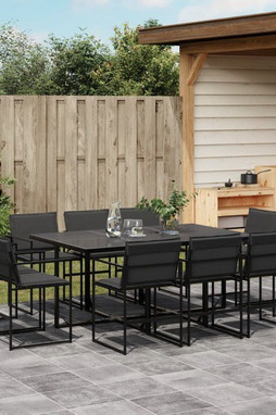 vidaXL 3295079 - 11 Piece Garden Dining Set with Cushions Textilene