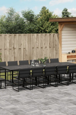 vidaXL 3295087 - 17 Piece Garden Dining Set with Cushions Textilene