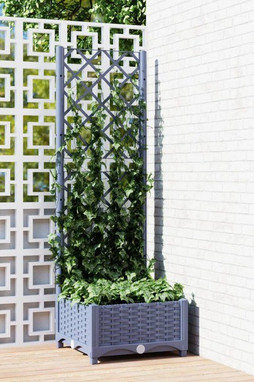 vidaXL 318248 - Garden Planter with Trellis Blue 40x40x121.5 cm PP