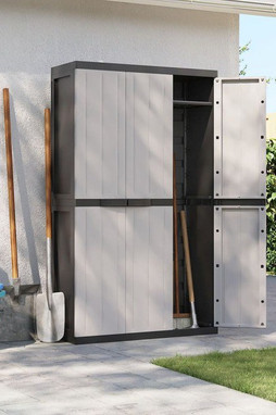 vidaXL 364203 - Outdoor Storage Cabinet and Black 97x37x165 cm PP