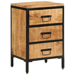 vidaXL 358505 - Bed Cabinet with 3 Drawers 40x35x63 cm Solid Rough Wood Mango