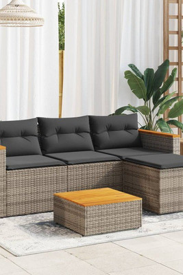 vidaXL 365827 - 3 Piece Garden Sofa Set with Cushions Poly Rattan