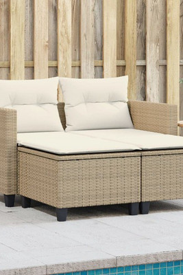 vidaXL 365794 - Garden Sofa 2-Seater with Stools Poly Rattan