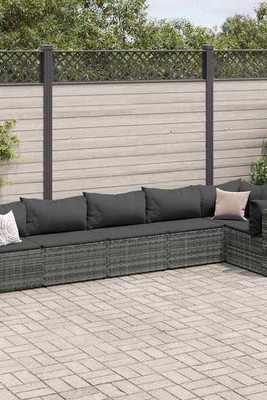 vidaXL 3308106 - 6 Piece Garden Lounge Set with Cushions Poly Rattan