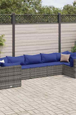 vidaXL 3308263 - 7 Piece Garden Lounge Set with Cushions Poly Rattan