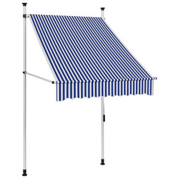 vidaXL 145829 - Auvent rétractable manuel 100 cm Rayures bleues et blanches