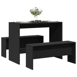 vidaXL 855531 - Ensemble table à manger et bancs 3 pcs noir bois dingénierie
