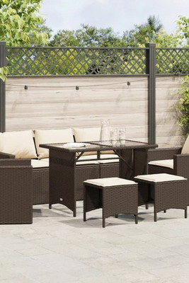 vidaXL 3213550 - 6 Piece Garden Sofa Set with Cushions Poly Rattan