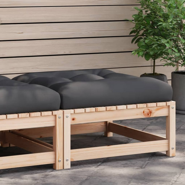 vidaXL 838093 - Garden Footstool with Cushion Solid Wood Pine