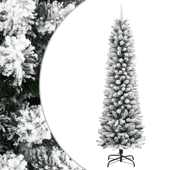 vidaXL 4019686 - Artificial Slim Christmas Tree with Flocked Snow 150 cm PVC&PE