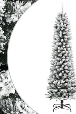 vidaXL 4019686 - Artificial Slim Christmas Tree with Flocked Snow 150 cm PVC&PE