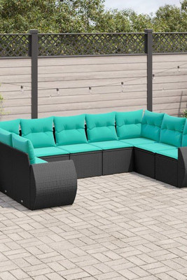 vidaXL 3221796 - 9 Piece Garden Sofa Set with Cushions Poly Rattan