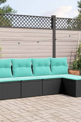 vidaXL 3227597 - 5 Piece Garden Sofa Set with Cushions Poly Rattan