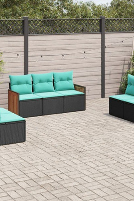 vidaXL 3227555 - 7 Piece Garden Sofa Set with Cushions Poly Rattan
