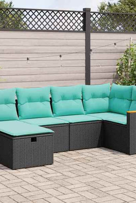 vidaXL 3325914 - 6 Piece Garden Sofa Set with Cushions Poly Rattan