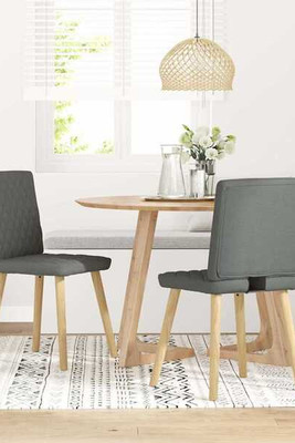 vidaXL 4101122 - Dining Chairs 2 pcs Dark Fabric