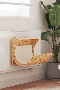 vidaXL 245496 - Cat Bed with Cushion Water Hyacinth 37x20x20 cm