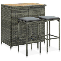 vidaXL 313474 - Ensemble de bar 3 pcs Résine tressée