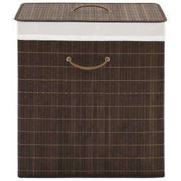 vidaXL 245582 - Panier à linge rectangulaire Bambou Marron foncé