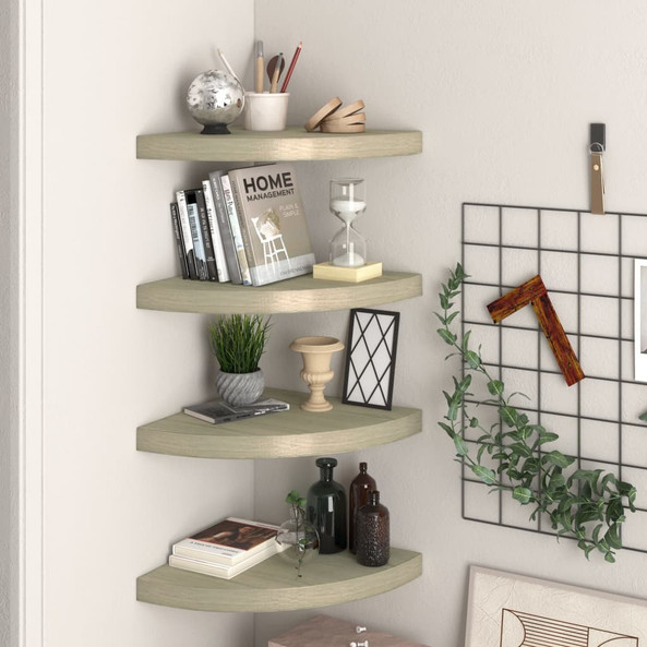 vidaXL 323927 - Floating Corner Shelves 4 pcs Oak 35x35x3.8 cm MDF