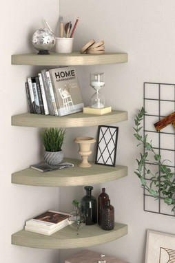 vidaXL 323927 - Floating Corner Shelves 4 pcs Oak 35x35x3.8 cm MDF