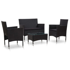 vidaXL 45813 - 4 Piece Garden Lounge Set with Cushions Poly Rattan