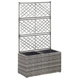 vidaXL 46934 - Trellis Raised Bed with 2 Pots 58x30x107 cm Poly Rattan